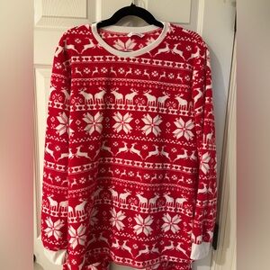 PatPat Men’s Festive Red and White Christmas Pajamas Extra Large